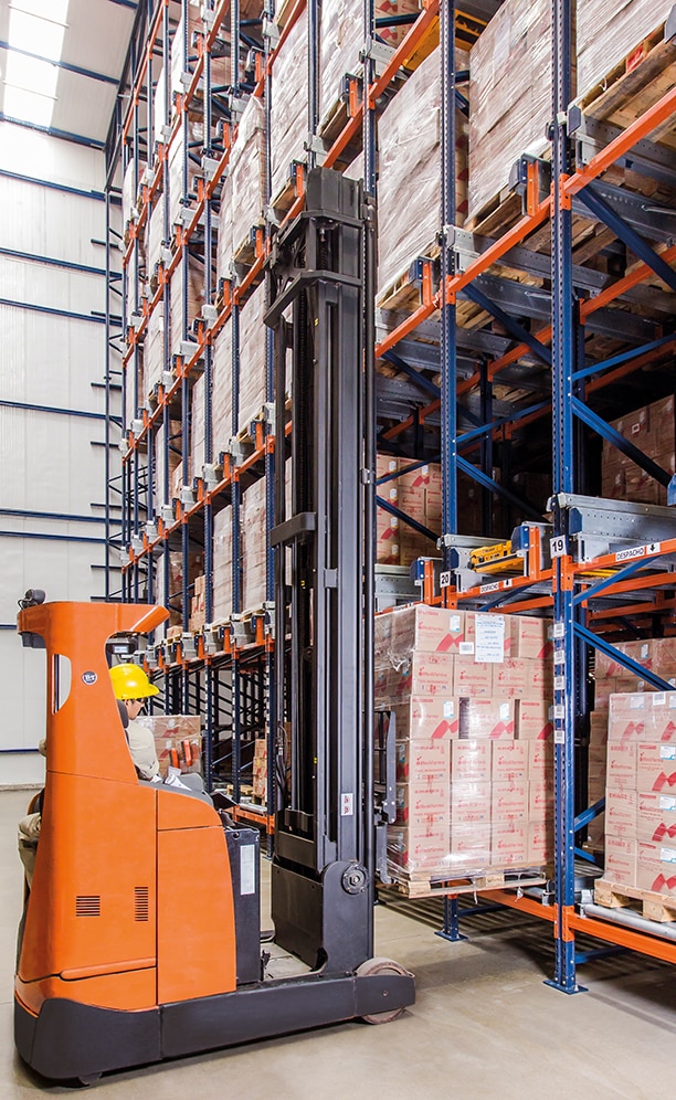 A Clad Rack Warehouse With The Semi Automatic Pallet Shuttle System For