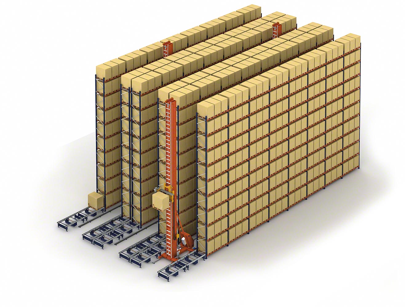 Automatic trilateral stacker crane