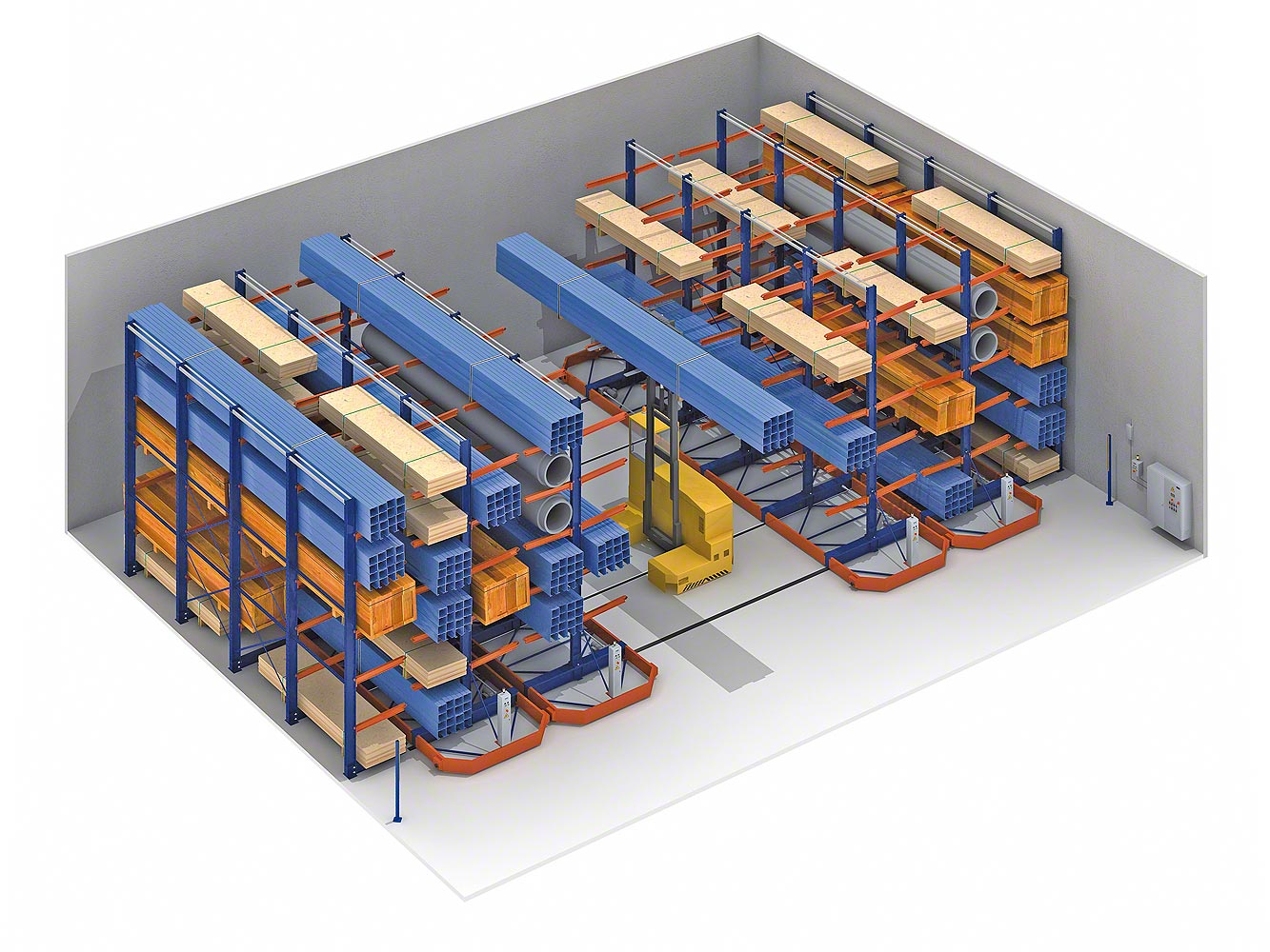 Cantilever racks on mobile bases