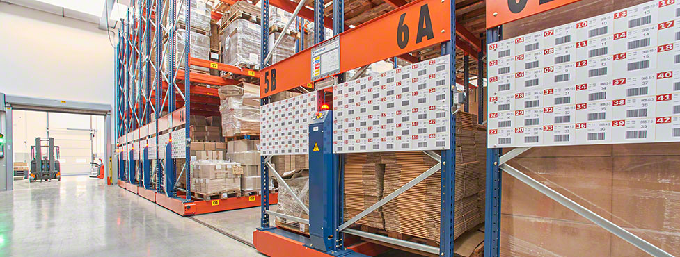 Movirack mobile pallet racking at Del Conte's installation