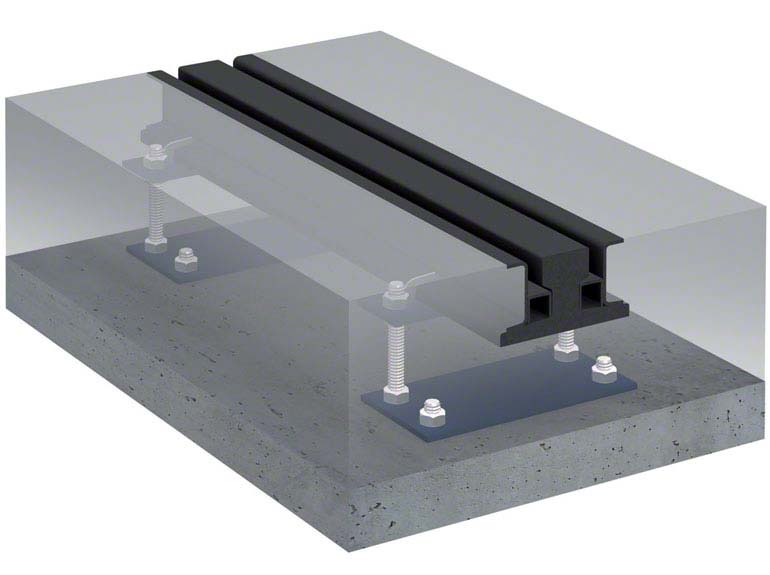 Guide rail for mobile racking.