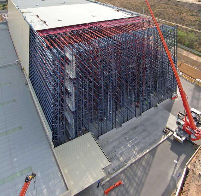 A rack-supported warehouse for the manufacture and distribution of health technology products.