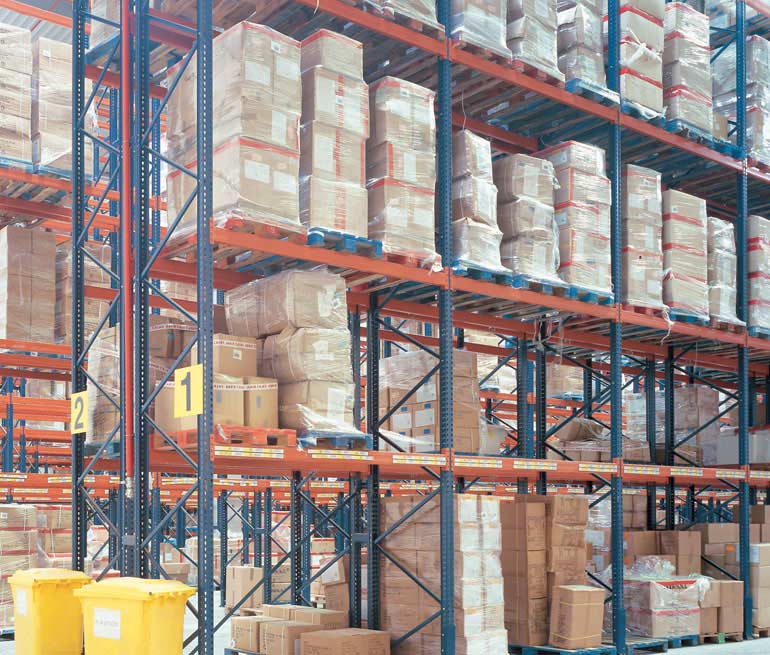 Logistics warehouse for the distribution of food products.