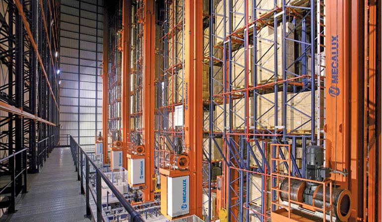 Double-deep racking in the warehouse of a pharmaceuticals company.