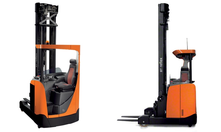 Close ups of reach trucks