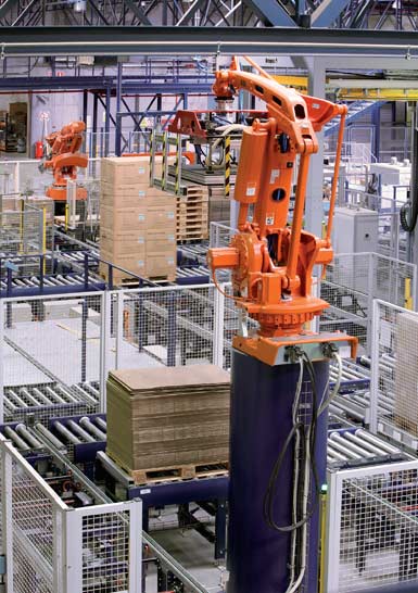 Image of an anthropomorphic robot handling pallets