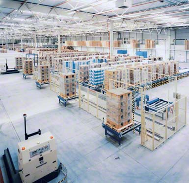 Buffer zone with completed orders in dispatch with automatic sorting.