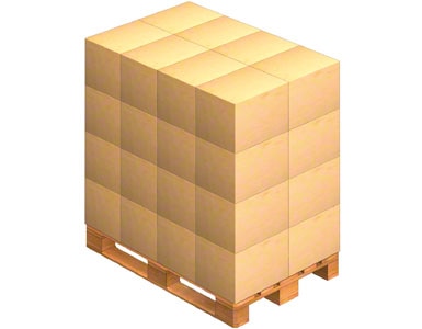 A pallet where the packaging boxes sent by the supplier are placed. Goods can come pre-palletised.