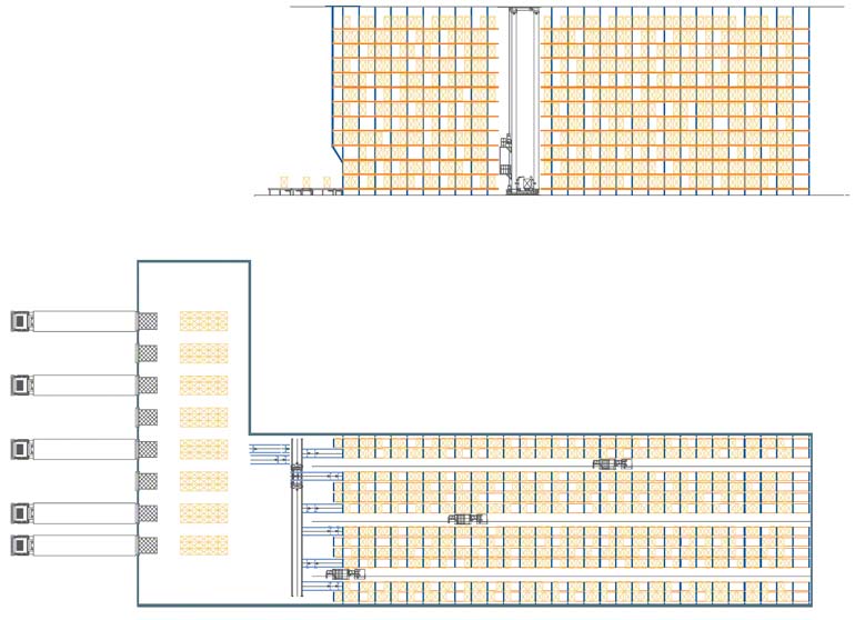 Selective pallet racks operated by double-deep AS/RS stacker cranes