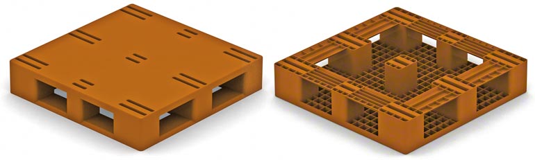 This model is very similar to the type 2 wooden pallet, with perimeter skids. The restrictions are the same as for those pallets.