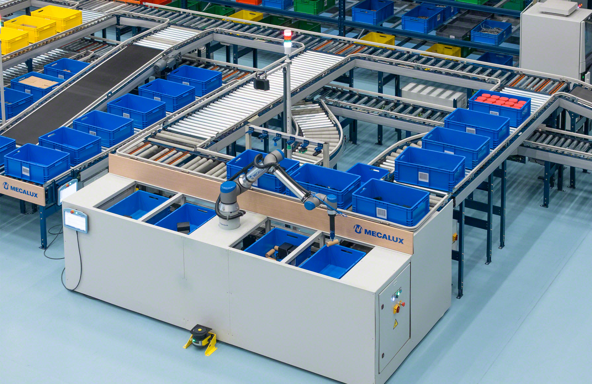 Mecalux’s robotic pick stations can be configured to prepare up to 4 orders simultaneously