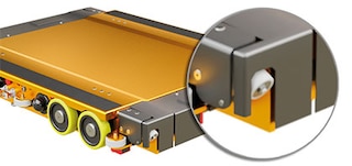The 3D Pallet Shuttle includes 4 aisle guide wheels The 3D Pallet Shuttle includes 4 aisle guide wheels