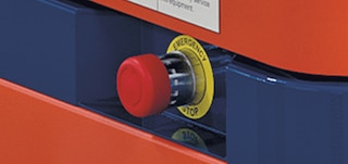 Each AMR robot includes safety stop buttons that, when activated, cause it to come to a complete stop