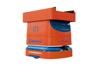 The AMR 100 with a conveyor moves light loads such as totes and boxes