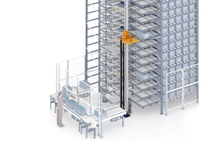Elevators connect conveyor systems located on different levels