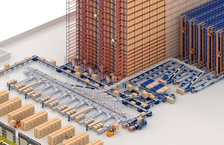 In certain facilities, crate conveyor systems coexist with pallet conveyors