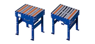 The cross transfer roller & toothed belt conveyor enables direction changes of 90 and 270 degrees