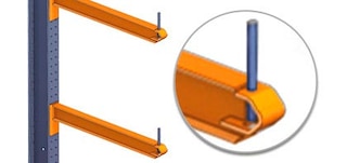 Arm stops prevent loose loads from falling Arm stops prevent loose loads from falling
