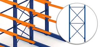 Bracing and column cross-braces stiffen the cantilever racks