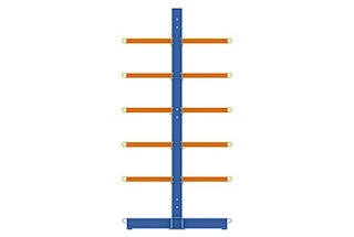 Double-sided cantilever racking doubles storage capacity compared to its single-sided counterpart