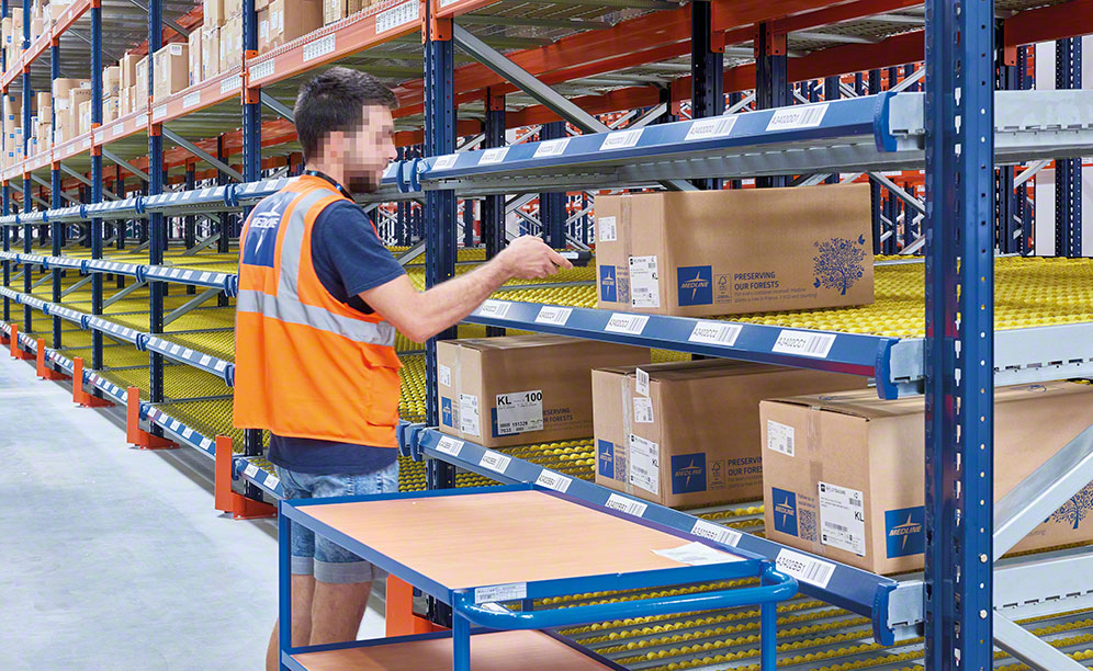 Medline uses levels of carton live storage to manage returns