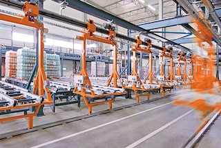 An electric monorail system can supply the shipping area