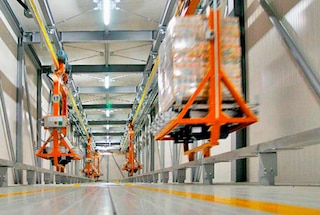 Pallet monorail systems can connect different warehouses Pallet monorail systems can connect different warehouses