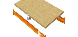 Chipboard shelves can incorporate a cross-tie to enhance their load capacity Chipboard shelves can incorporate a cross-tie to enhance their load capacity