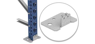 Uprights are anchored to the floor by frame footplates Uprights are anchored to the floor by frame footplates