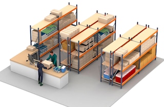 Longspan shelving is practical for displaying and storing products in shops