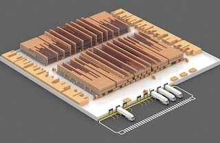 With the Pallet Shuttle system, it is possible to configure very deep storage channels