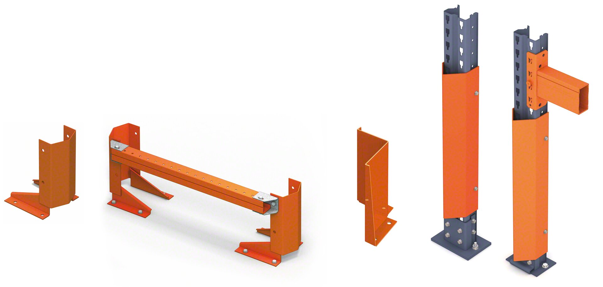 Set of protectors and safety systems for pallet racks