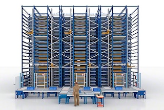 The warehouse Shuttle System automates spare parts and component facilities