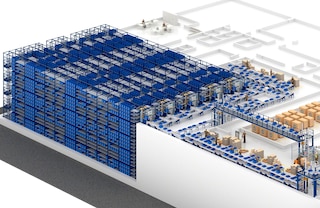 The Shuttle System can be configured with large-scale racking and multiple aisles to optimise space utilisation
