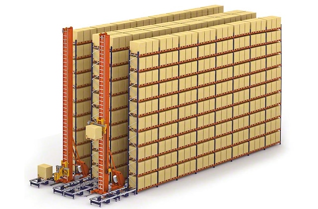Trilateral stacker cranes can automate conventional pallet racking up to 15 m high