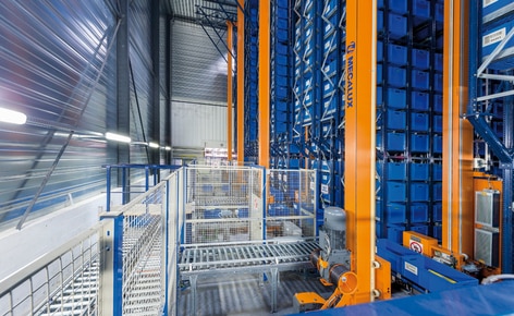 Mecalux has installed an automated miniload warehouse with a capacity of 15,872 boxes for MGA Mecalux has installed an automated miniload warehouse with a capacity of 15,872 boxes for MGA
