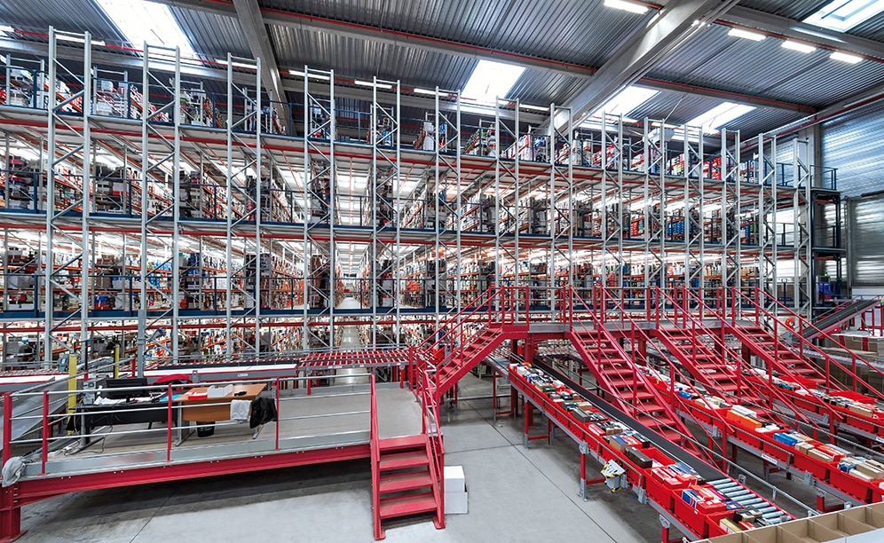A large picking installation to manage the online sales of 10,000 pairs of shoes a day